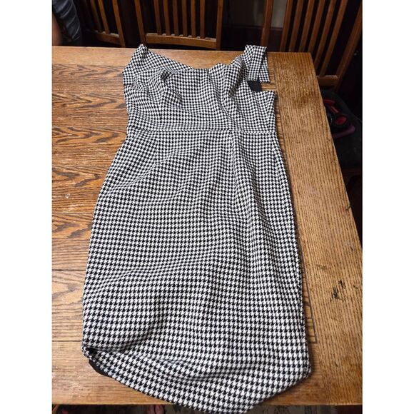 Black Halo By Laurel Berman Jackie O Sheath Dress BLACK WHITE COMBO sz 14 - Picture 2 of 5